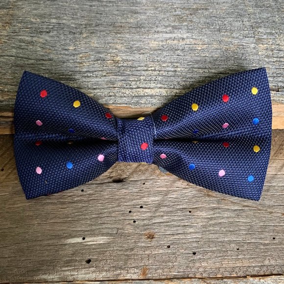 Dapper Badger Co. Other - Navy Bowtie with Multicolor Polka Dots